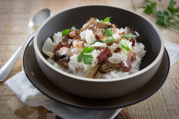 Risotto au bacon et aux champignons