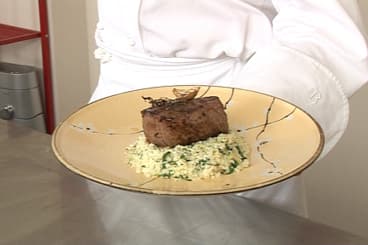 Pavé de boeuf, semoule fine de chou-fleur