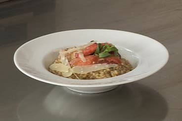 Risotto au thé vert et médaillons de homard
