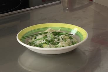 Risotto végétarien de légumes verts