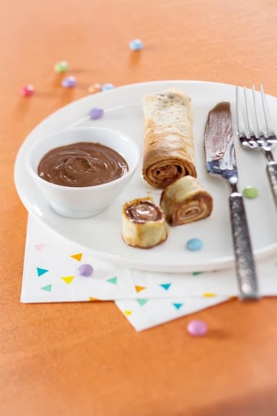 Crêpes roulées crème chocolat-noisette