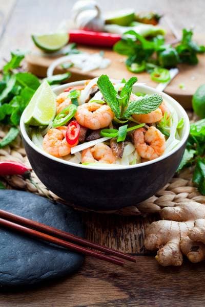 Phô au lait de coco et gambas
