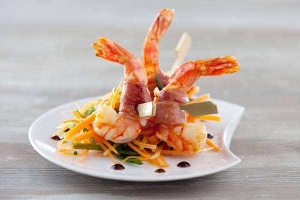 Brochettes de gambas