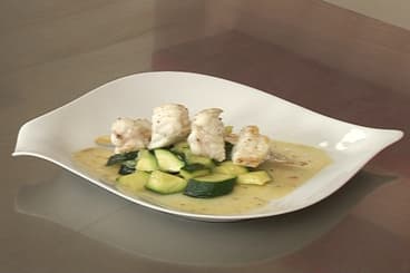 Brochette de lotte et courgette