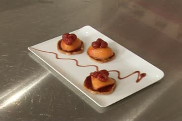 Bruschetta briochée de melon et framboises