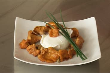 Oeuf poché et girolles au vinaigre