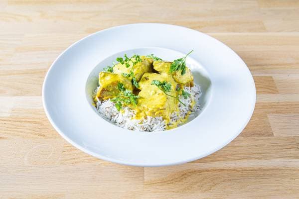 Porc façon colombo, riz basmati façon pilaf au cumin