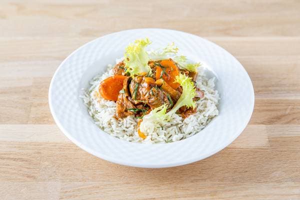 Navarin d'agneau aux champignons, riz pilaf 
