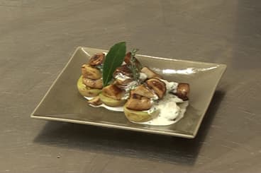 Pomme de terre surprise aux cèpes et foie gras