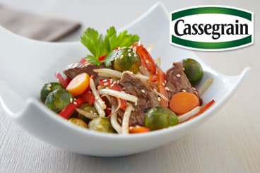 Wok de Choux de Bruxelles Cassegrain, poivron et bœuf