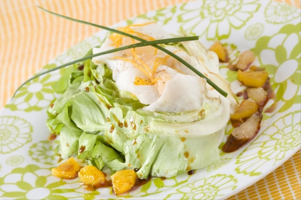 Salade de cabillaud au sel et aux agrumes