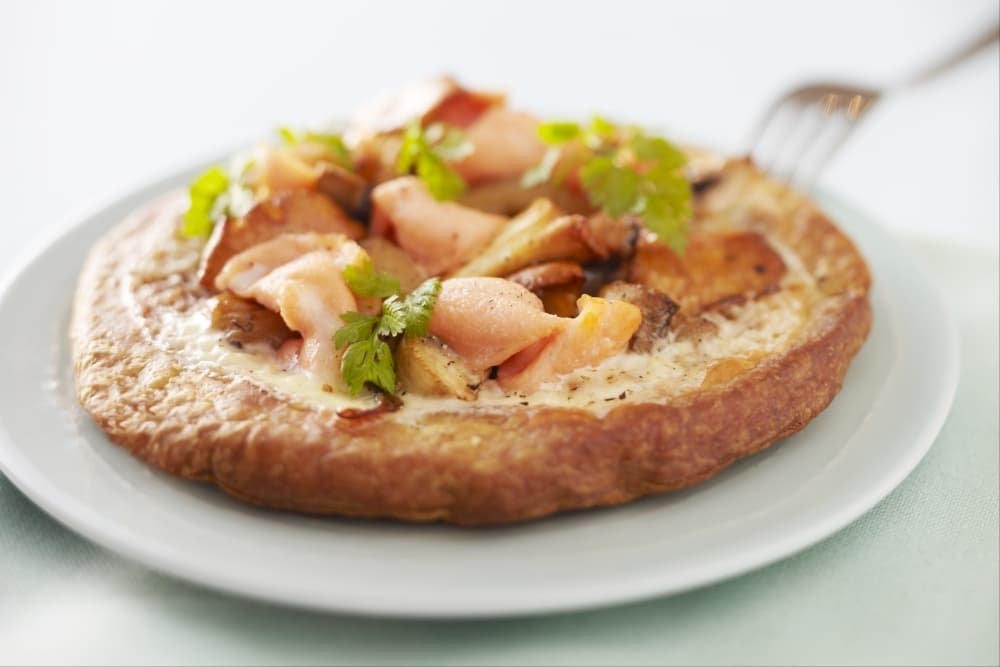 Tarte fine champignons et saumon frais