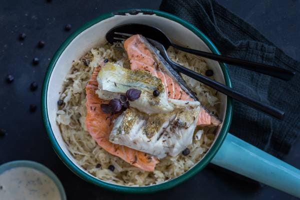 Choucroute marine sandre et saumon
