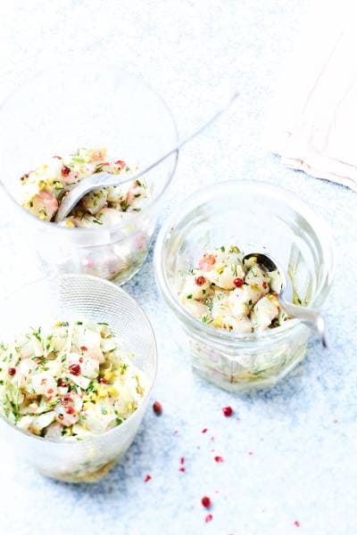 Tartare de bar, fenouil et pistaches