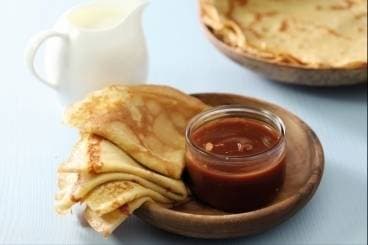 Crêpes sans oeufs et sans lait, crème de noisette maison