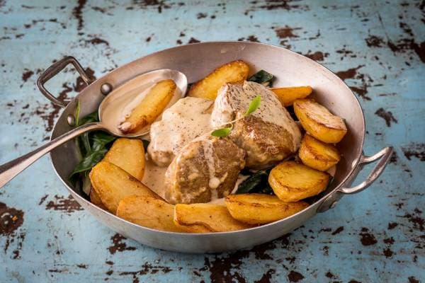 Médaillons de porc à  la crème de chicorée