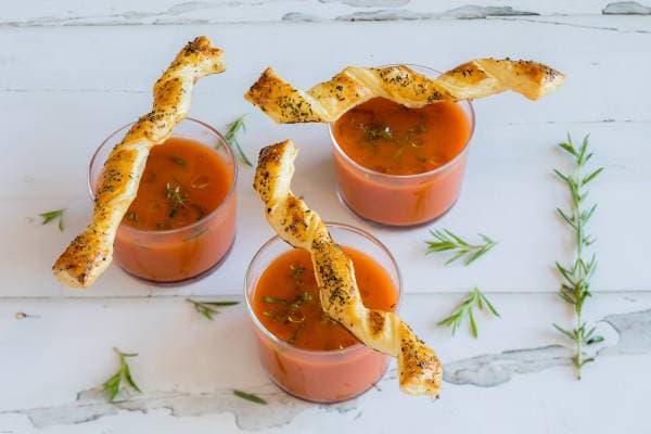 Gazpacho Alvalle, torsades feuilletées provençales 