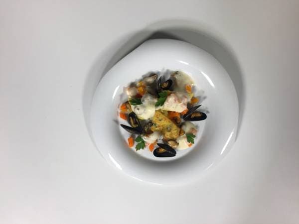 Gratin de coquillages et polenta