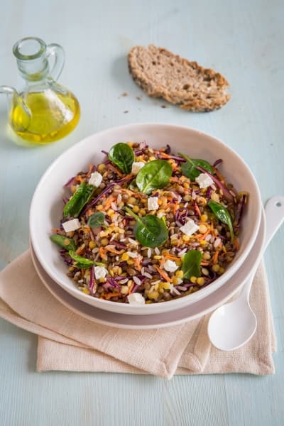 Salade fraîcheur de lentilles blondes, jaunes et de riz Lustucru 