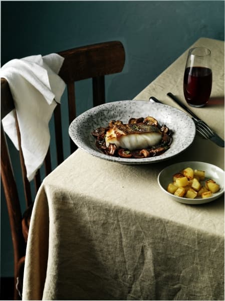 Skrei grillé, sauce au vin rouge