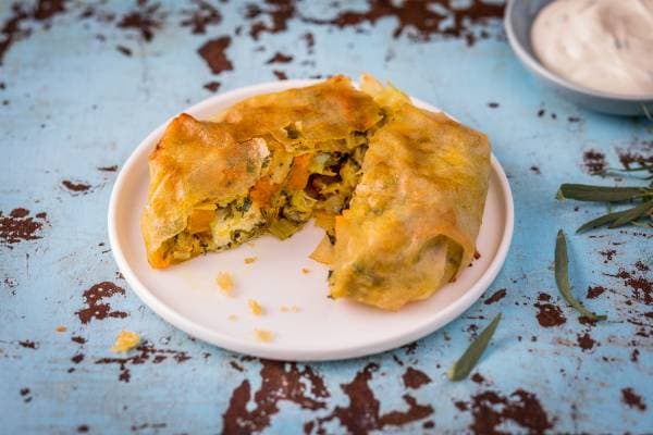 Pastilla de poulet à la crème de coriandre