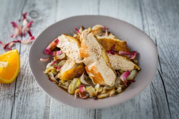 Pressé de suprêmes de pintade et endives à l'orange
