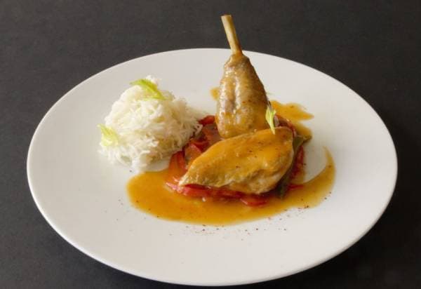 Poulet basquaise, riz créole