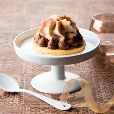Crémeux chocolat noir,  sablé et  mousse praliné 