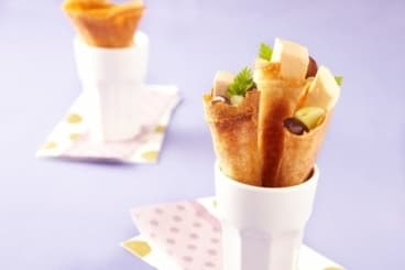 Petit cigare de foie gras, confit d'oignons au cumin
