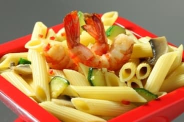 Penne à l'ail et gambas
