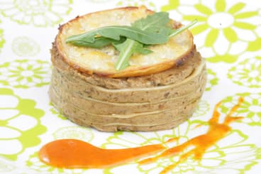 Lasagne à la riste d'aubergine, jambon fromage