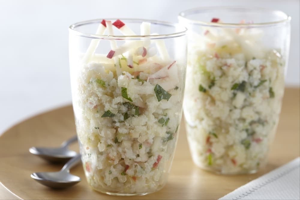 Verrine de chair de crabe et pommes