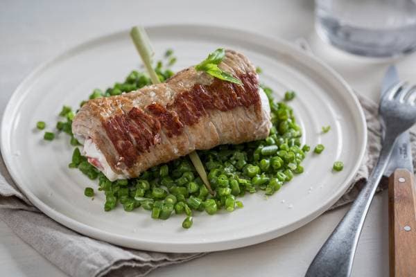 Roulade de veau et haricots verts étuvés