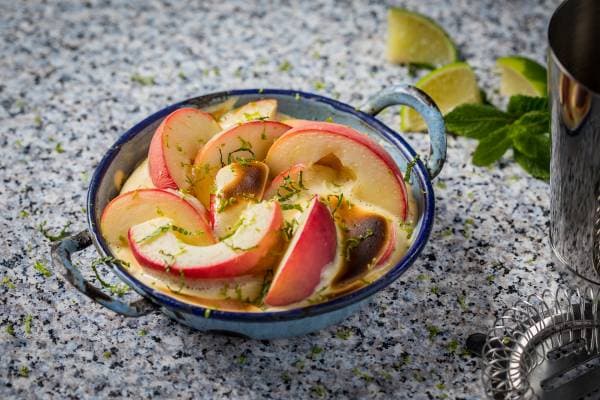 Pêches et nectarines au sabayon mojito