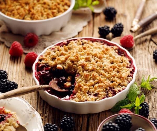 Crumble aux fruits rouges caramélisés