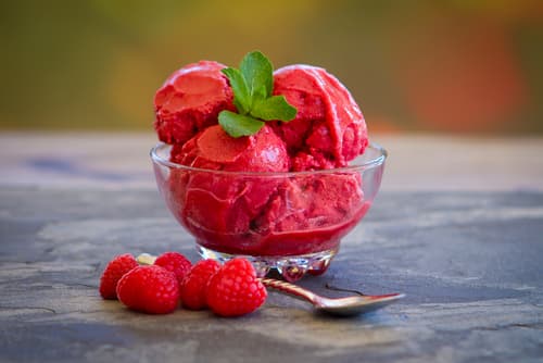 Sorbet minute de framboise au thym