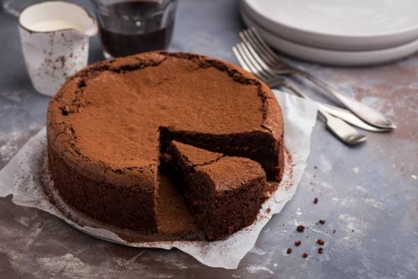 Moelleux chocolat à l'eau pétillante, sauce au caramel