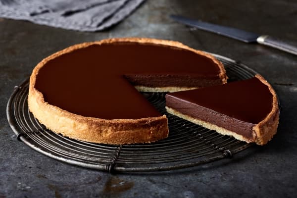 Tarte au chocolat intense, pointe de combava