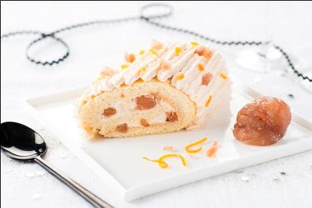 Bûche individuelle aux marrons et aux oranges confites
