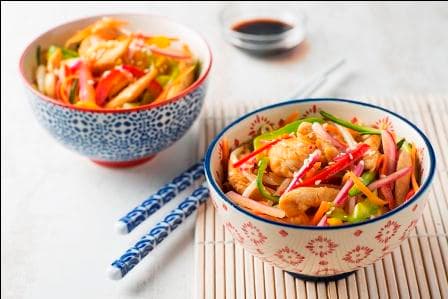 Teppanyaki de poulet aux légumes croquants et sésame