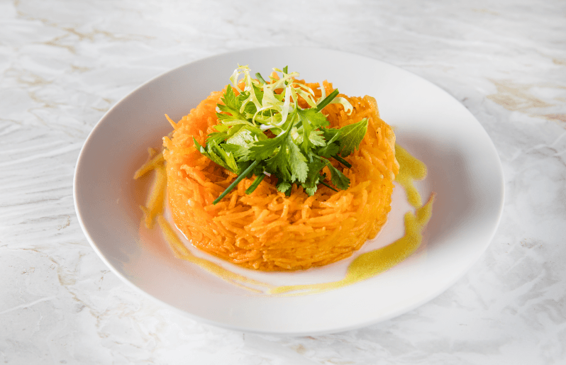 Carottes râpées, vinaigrette à l'huile d'olive et au citron 