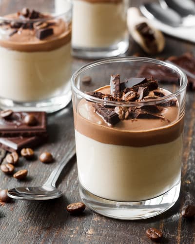 Crèmes marbrées à la poire, miel et cacao