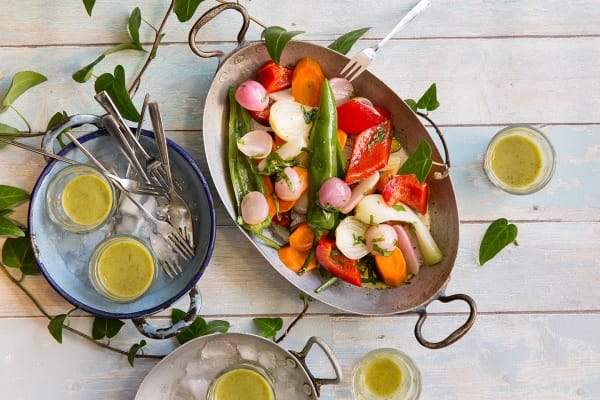 Brochettes de légumes en pickles