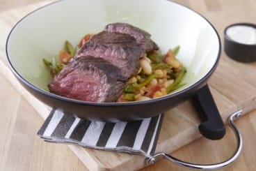 Rumsteck grillé et salade de haricots au paprika fumé