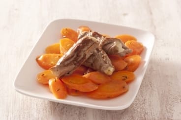Escalope de veau et carottes glacées au cumin 