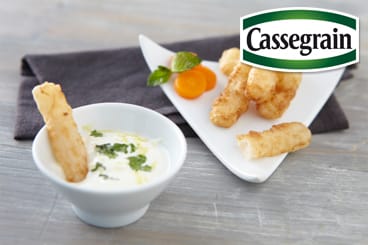 Beignets de Salsifis Cassegrain, sauce yaourt aux herbes