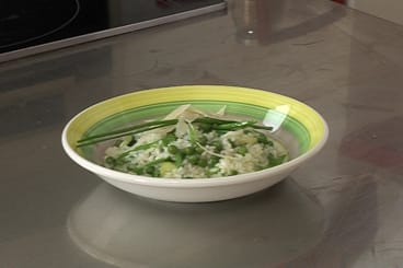 Risotto végétarien de légumes verts