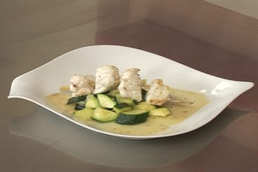 Brochette de lotte et courgette