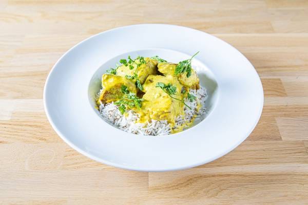 Porc façon colombo, riz basmati façon pilaf au cumin
