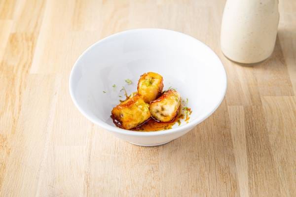 Milkshake à la banane, banane flambée au rhum 